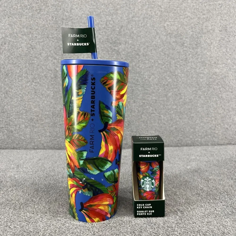 Starbucks Limited Edition Farm Rio Blue Banana Collection Tumbler Key Chain 24oz